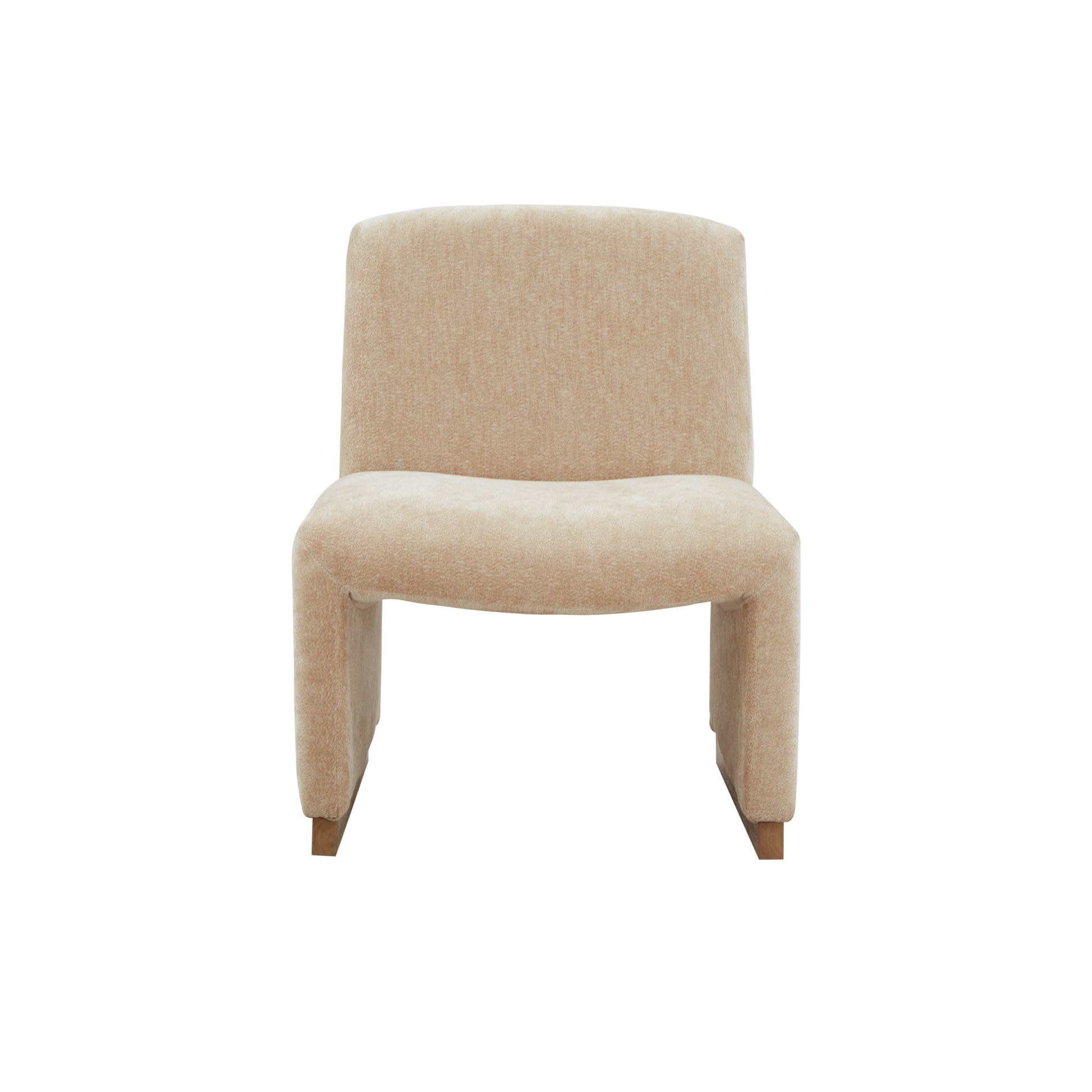 Comfy Accent Chair, Upholstered Slipper Chair, Armless Chair With Wood Legs And Soft Fabric For Living Room, Bedroom,Beige Beige Foam Wood Fabric