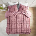 3 Piece Comforter Set Full Pink Polyester