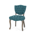 Kd Tufted Chair Wthr Set Of 2 Teal Fabric