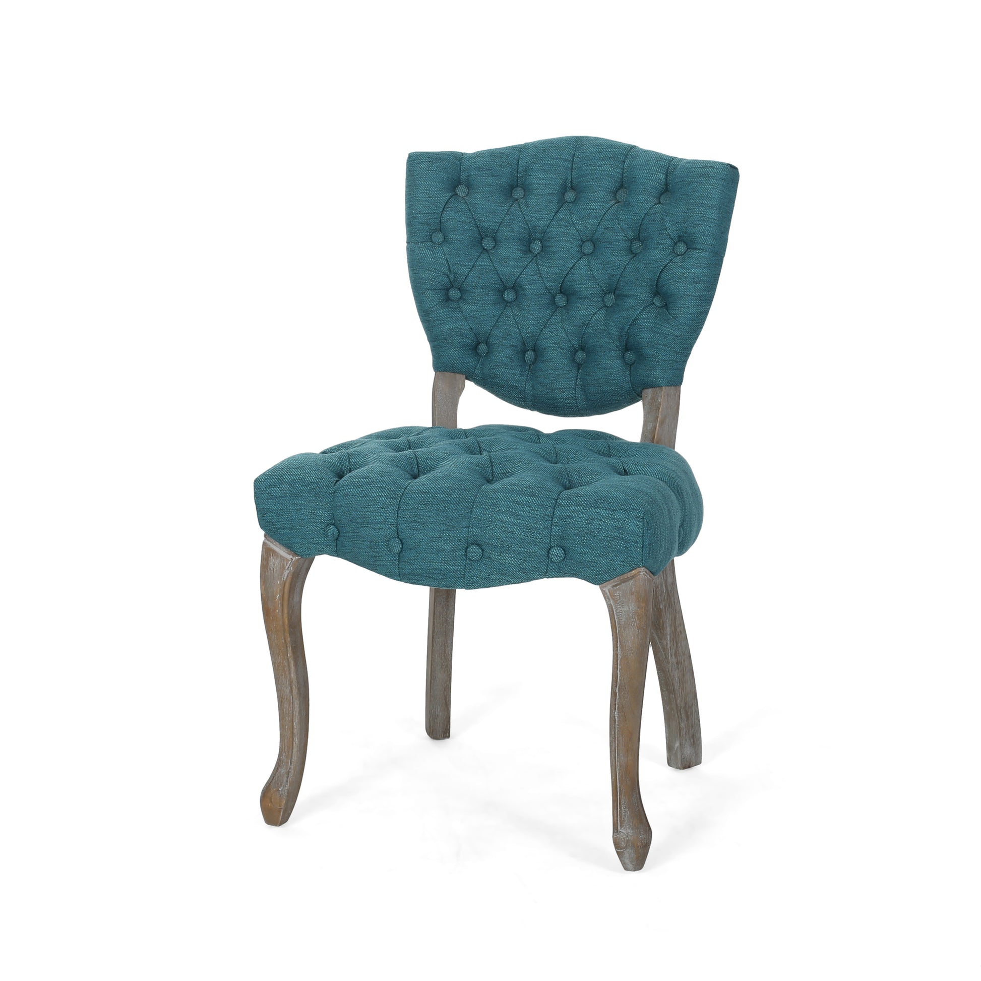 Kd Tufted Chair Wthr Set Of 2 Teal Fabric