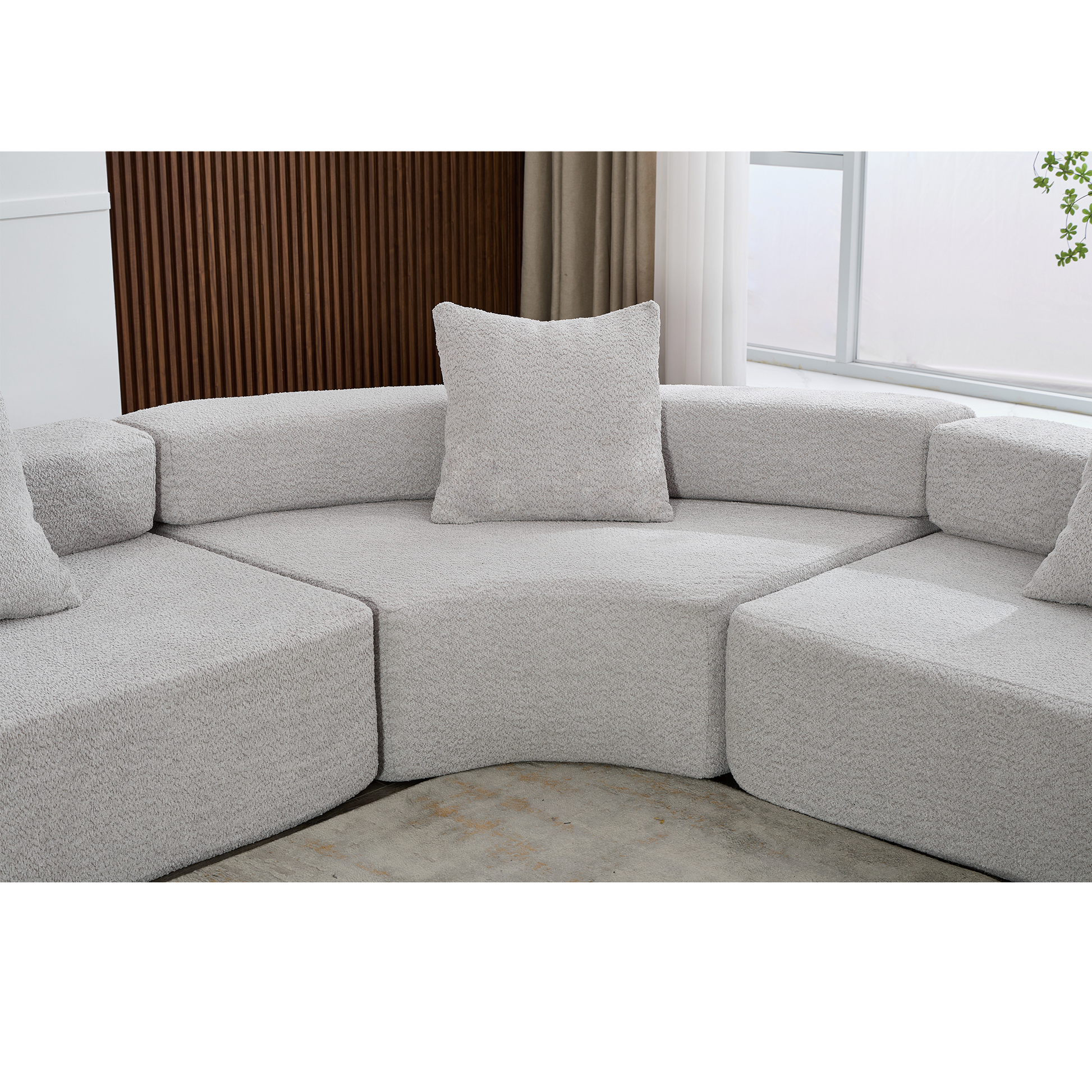 Arrived Oversized Combination Sofa,Curved Sofa,Upholstered 4 Seater Couch For Living Room, Modern Modular 3 Piece Free Combination, Semicircular Modular Sofaboucle, Gray Gray Polyester Primary Living Space Soft Tight Back Modern Square Arms Foam
