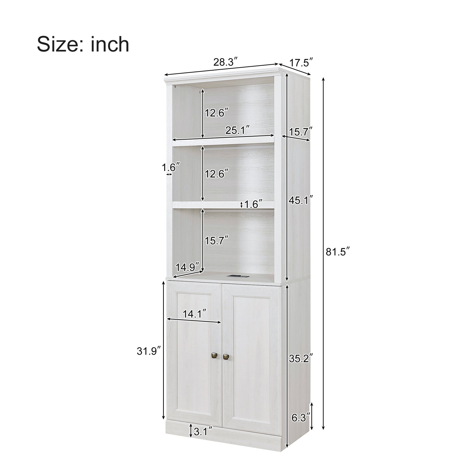 Queen Size Half Self Close And Open Murphy Bed With 2 Side Cabinet Storage Shelf, Cabinet Space Saving Bed Perfect For Guest Room, Bed Room, Guest Room, Home Office, Rustic White Box Spring Not Required Queen Rustic White Wood White Pine Murphy Solid