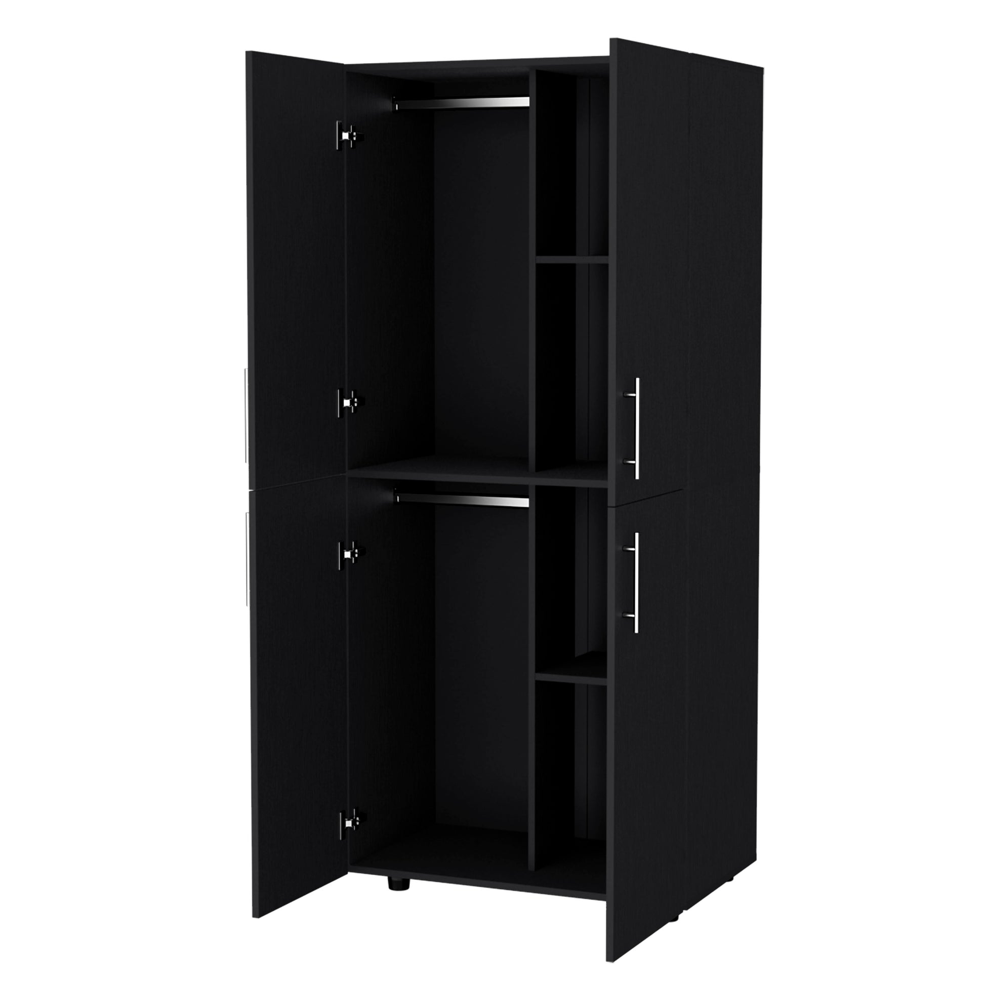 Hazel Armoire In Melamine With 2 Doors4 Shelves And 2 Clothes Hanging Bar Black Bedroom Contemporary Particle Board Melamine