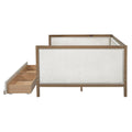 Full Size Upholstered Daybed With 2 Drawers And Decoration, Wood Color Box Spring Not Required Full Wood Wood Daybeds Linen Upholstered