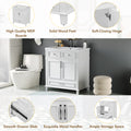 30'' Bathroom Vanity With Resin Sink, Solid Wood Frame Bathroom Storage Cabinet With Soft Closing Doors, Retro Style, White Same As Sw000118Aak White Bathroom Modern Solid Wood Mdf Resin