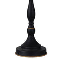 16 Inch Decorative Table Clock, Pedestal Stand, Black Metal, Stone Accent Black Gold Metal