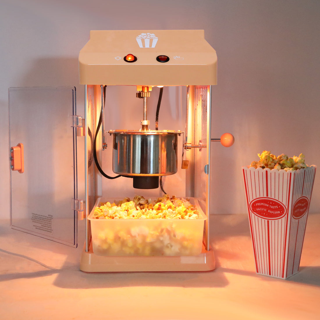 4Oz Tabletop Popcorn Machine Popcorn Popper Machine Pop Corn Machine Popcorn Maker With Stainless Steel Kettle, Measuring Tool And Popcorn Scoop For Home, Family, Movie Night Orange Orange Plastic