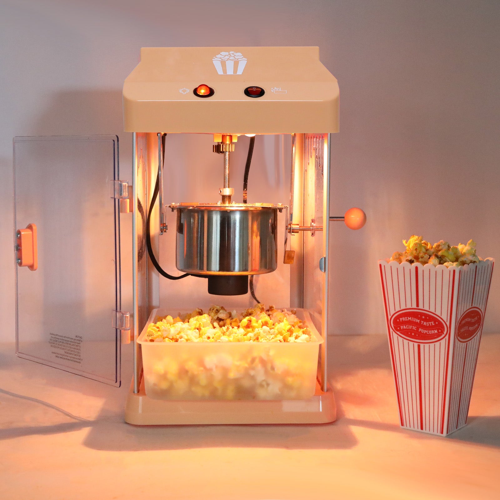 4Oz Tabletop Popcorn Machine Popcorn Popper Machine Pop Corn Machine Popcorn Maker With Stainless Steel Kettle, Measuring Tool And Popcorn Scoop For Home, Family, Movie Night Orange Orange Plastic