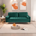 Sofa Simple Small House Double Three Person Straight Row American Retro Green Velvet Furniture Fabric Sofa Small Living Room Bedroom Office Green Velvet Solid Wood 3 Seat