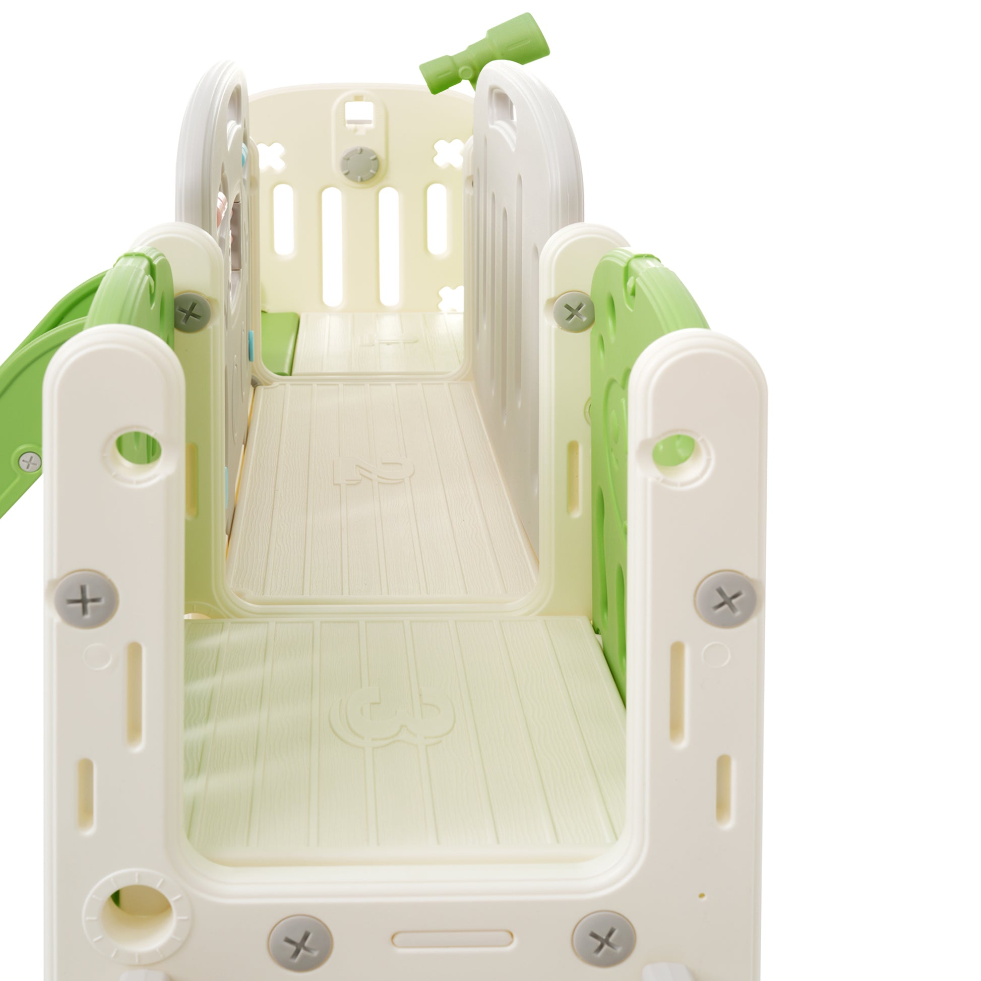 11 In 1 Toddler Slide, Kids Slide For Toddler Age 1 3 With Basketball Hoop, Kids Slide Playset Structure,Arch Tunnel And Telescope, Toy Storage Organizer For Toddlers, Kids Climbers Playground Green Cute 1 To 2 Years Hdpe Indoor & Outdoor Use