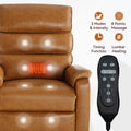 Brown Leatheraire Dual Motor Infinite Position Up To 350 Lbs Power Lift Recliner Chair With Power Remote, Heat Massage And Heavy Duty Motion Mechanism White Metal Primary Living Space Heavy Duty