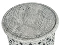 Samir Round Tribal Carved Wood End Table White White Wood
