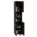 Hobart Pantry, Three Interior Shelves, Two Shelves, Two Cabinets Black Black Modern Particle Board Particle Board