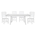 Modern Contemporary White Finish 5Pc Set Dining Table And 4 Side Chairs Set Wooden Kitchen Dining Furniture Casual Style Wood Wood White Seats 4 Wood Dining Room 72 Inches Casual,Farmhouse Rectangular Dining Table With Chair Wood