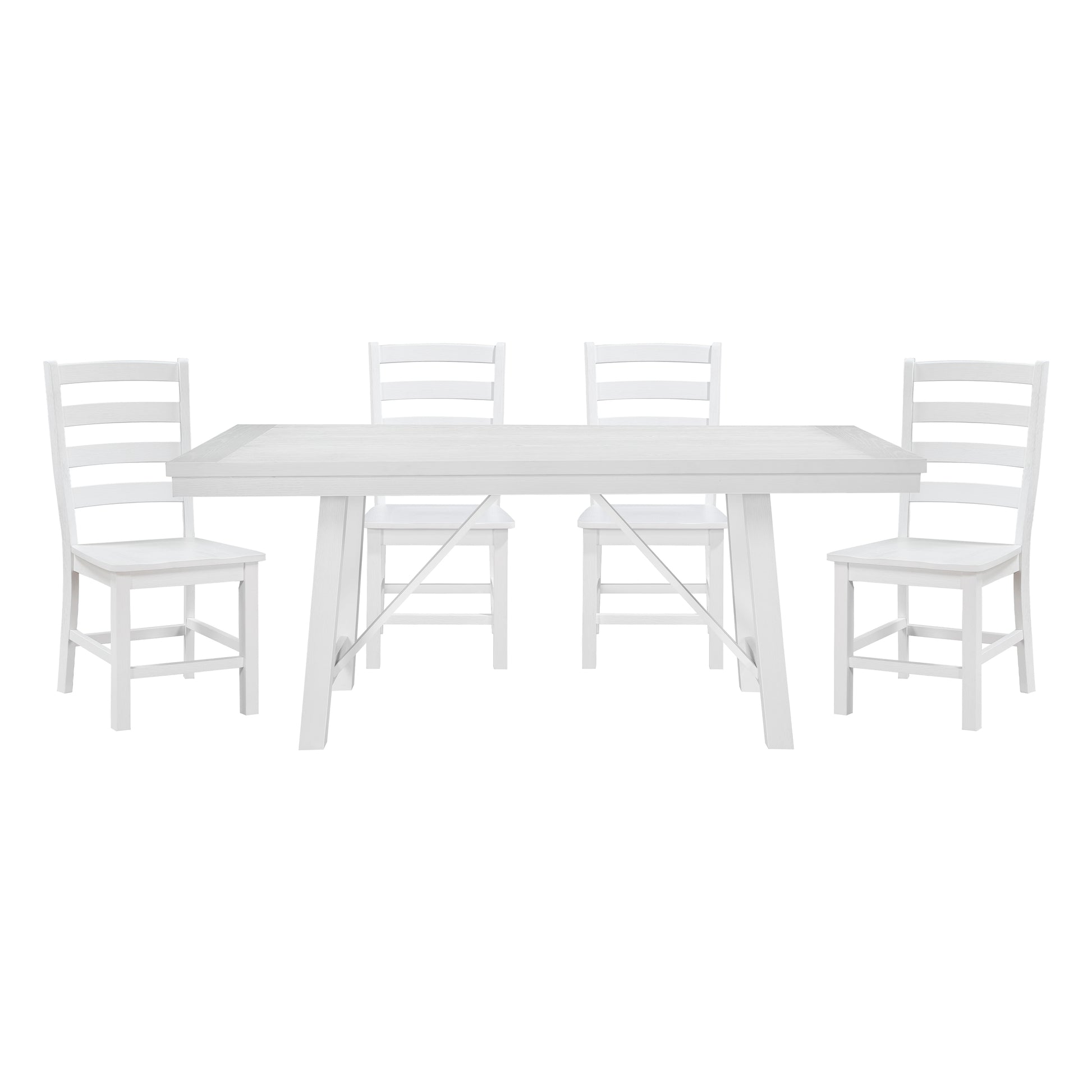 Modern Contemporary White Finish 5Pc Set Dining Table And 4 Side Chairs Set Wooden Kitchen Dining Furniture Casual Style Wood Wood White Seats 4 Wood Dining Room 72 Inches Casual,Farmhouse Rectangular Dining Table With Chair Wood