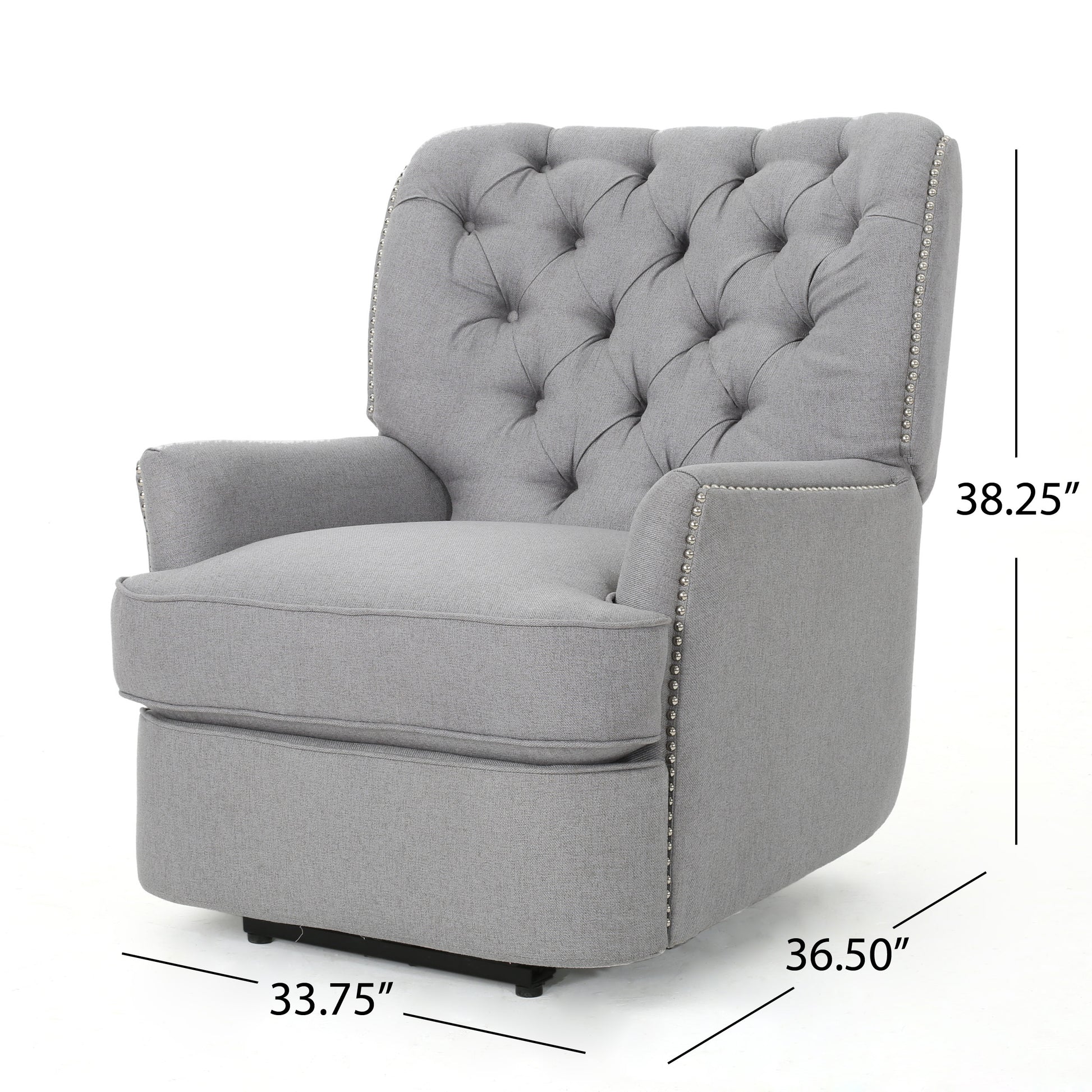 Indulge In Supreme Comfort: Electric Recliner Chair With Elegant Copper Accents And Soft Light Grey Upholstery Light Grey Fabric