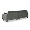 Sectional 3 Seaters Sofa ,Double Sided Multi Functional Footstool, Storage Matnon Slip Leg, Two Pillows, Velvet, Light Grey Light Grey Velvet 3 Seat