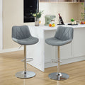 Counter Height Bar Stools Kitchen Island Barstools Adjustable Swivel Counter Stool Bar Height Island Chairs With Back,Set Of 2,Gray Gray Dining Room Modern Bar Stools Set Of 2 Foam Pu Leather