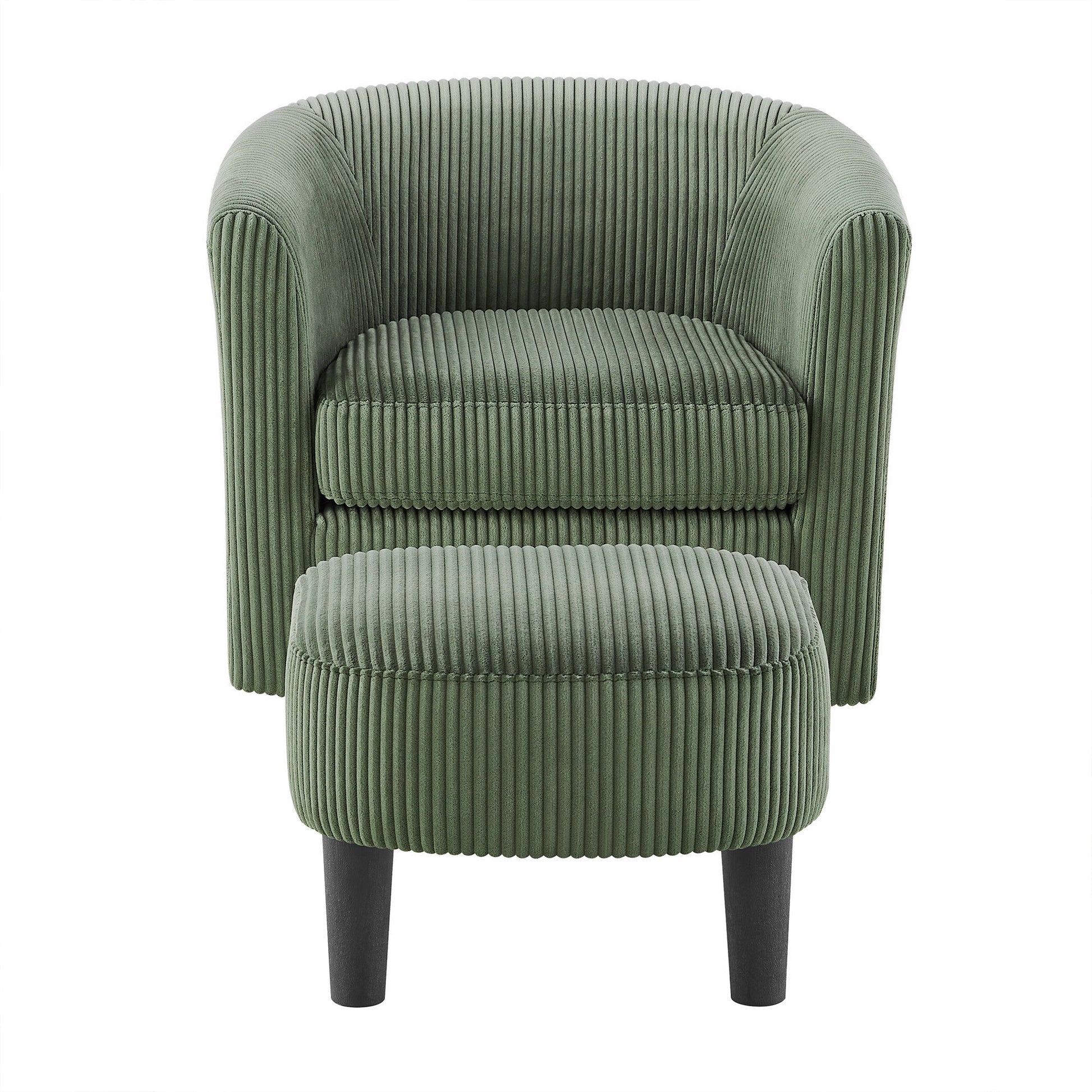 Swivel Accent Chair 360 Comfy Recliner Corduroy Arm Chair Single Sofa With Ottoman For Living Room Bedroom Green Fabric