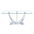 A Modern And Simple Rectangular Glass Table, Equipped With A 0.39 Inch Tempered Glass Table And Medium Density Board Legs, And Stainless Steel Support Shelves. Used In The Kitchen, Dining Room F 907 White Glass
