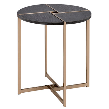 Black And Champagne Round End Table Black Primary Living Space Rectangular Wood Metal Sled