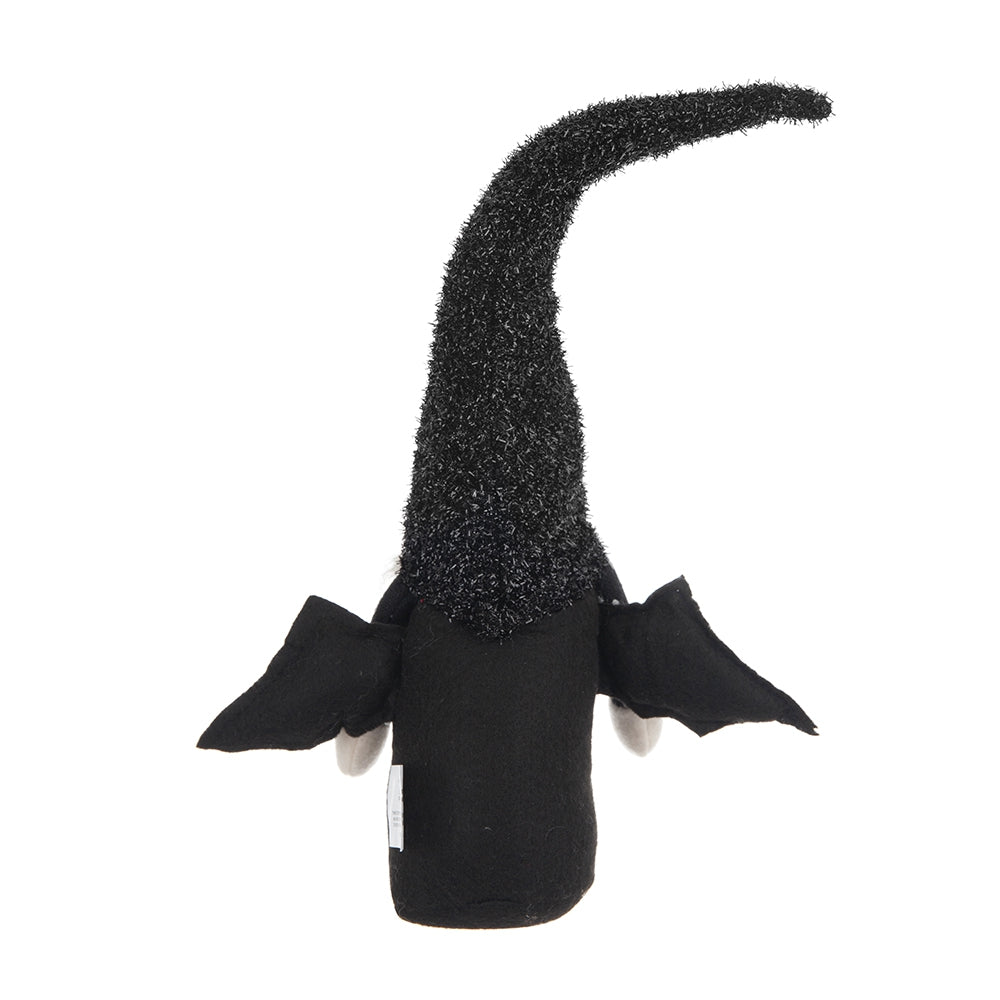 10X3X15.5" Fabric Black Gnome With Wings Decor, For Halloween Decor Black White Polyester