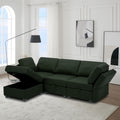 Convertible Sectional Sofa With Chaise, L Shaped Sofa Couch Modular Sectional Sofa With Storage Seats, Adjustable Arms And Backs Green Green Polyester 3 Seat