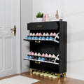 Shoe Storage Cabinet For Entryway, Free Standing Shoe Organizer With 2 Flip Drawers, Hidden Shoe Rack Storage Organizer For Doorway Hallway Closet, Black Black Mdf