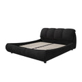 Queen Size Upholstered Platform Bed With Oversized Padded Backrest, Thickening Pinewooden Slats And Solid Wood Leg,Black Box Spring Not Required Queen Black Wood Pine Solid Wood