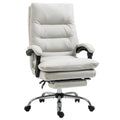 Vinsetto Microfibre Executive Massage Office Chair, Computer Desk Chair, Heated Reclining Chair With Footrest, Double Tier Padding, Swivel Wheels, Cream White Cream White Polyester