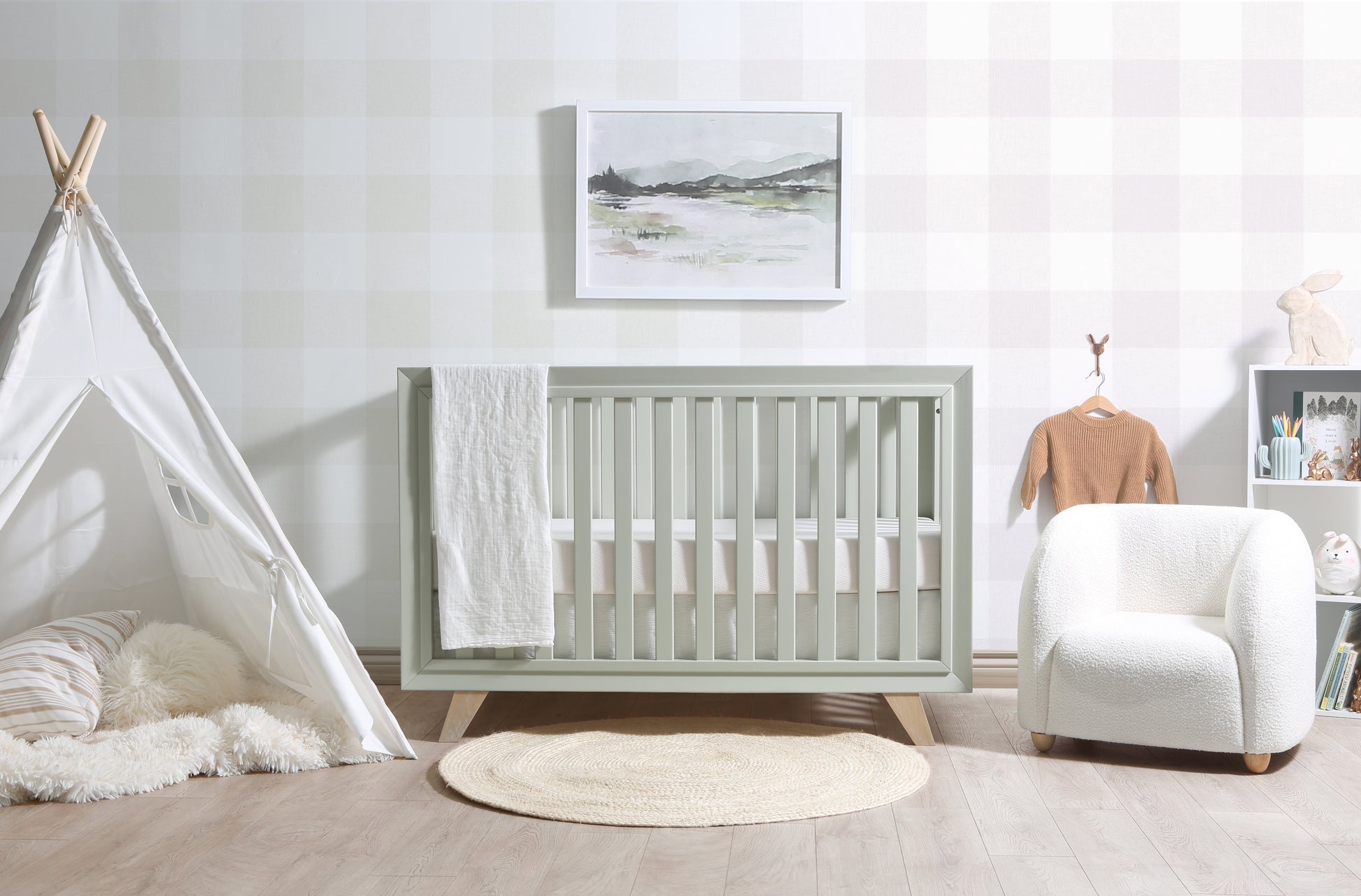 Wooster Convertible Crib In Sage Sage Wood