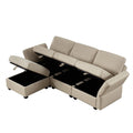 Convertible Sectional Sofa With Chaise, L Shaped Sofa Couch Modular Sectional Sofa With Storage Seats, Adjustable Arms And Backs Beige Beige Polyester 3 Seat