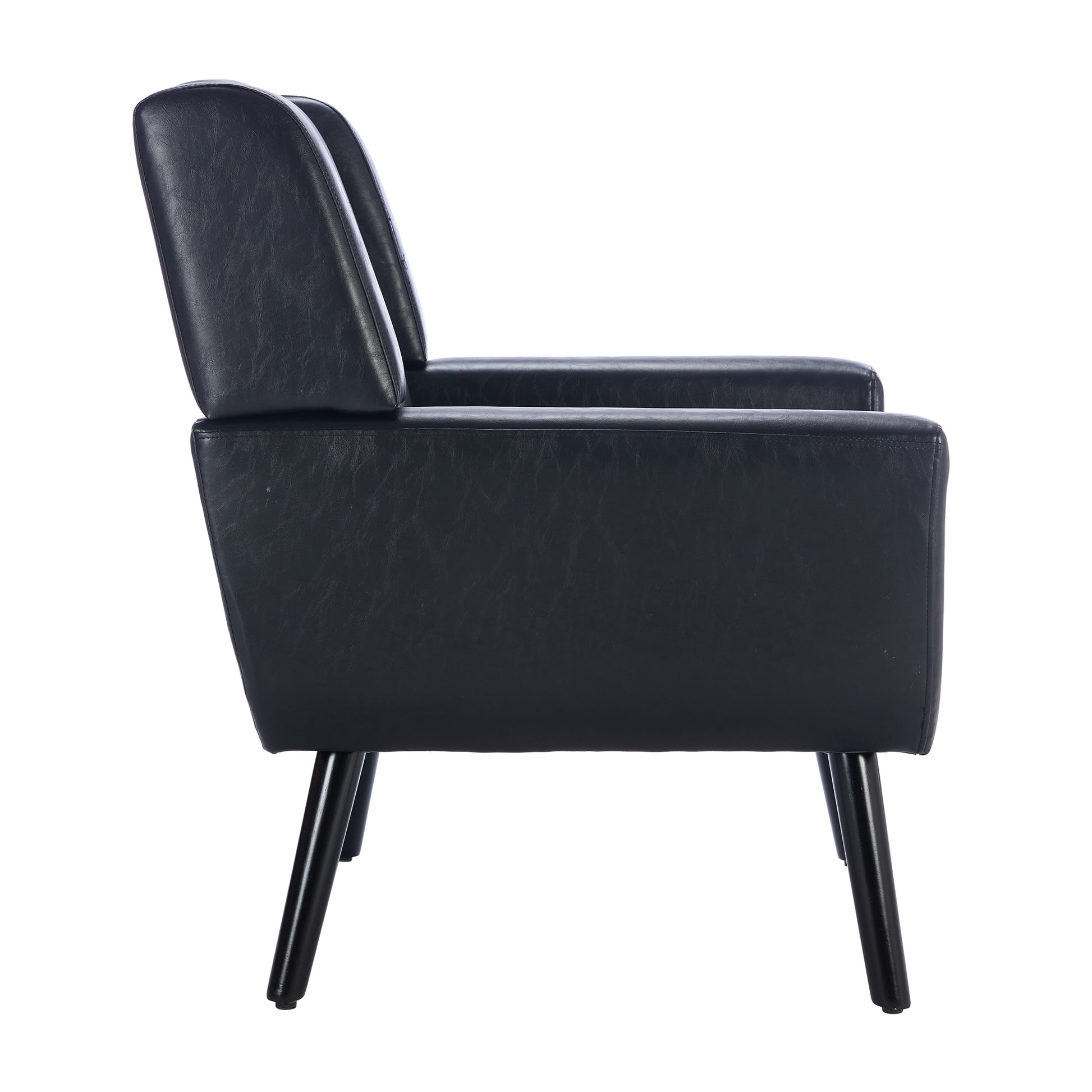 Modern Soft Leather Material Ergonomics Accent Chair Living Room Chair Bedroom Chair Home Chair With Black Legs For Indoor Home Black Pu Black Foam Upholstered