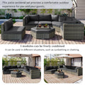 Patio Furniture Set, 6 Piece Outdoor Conversation Set All Weather Wicker Sectional Sofa With Ottoman And Cushions And Small Trays Grey Rattan