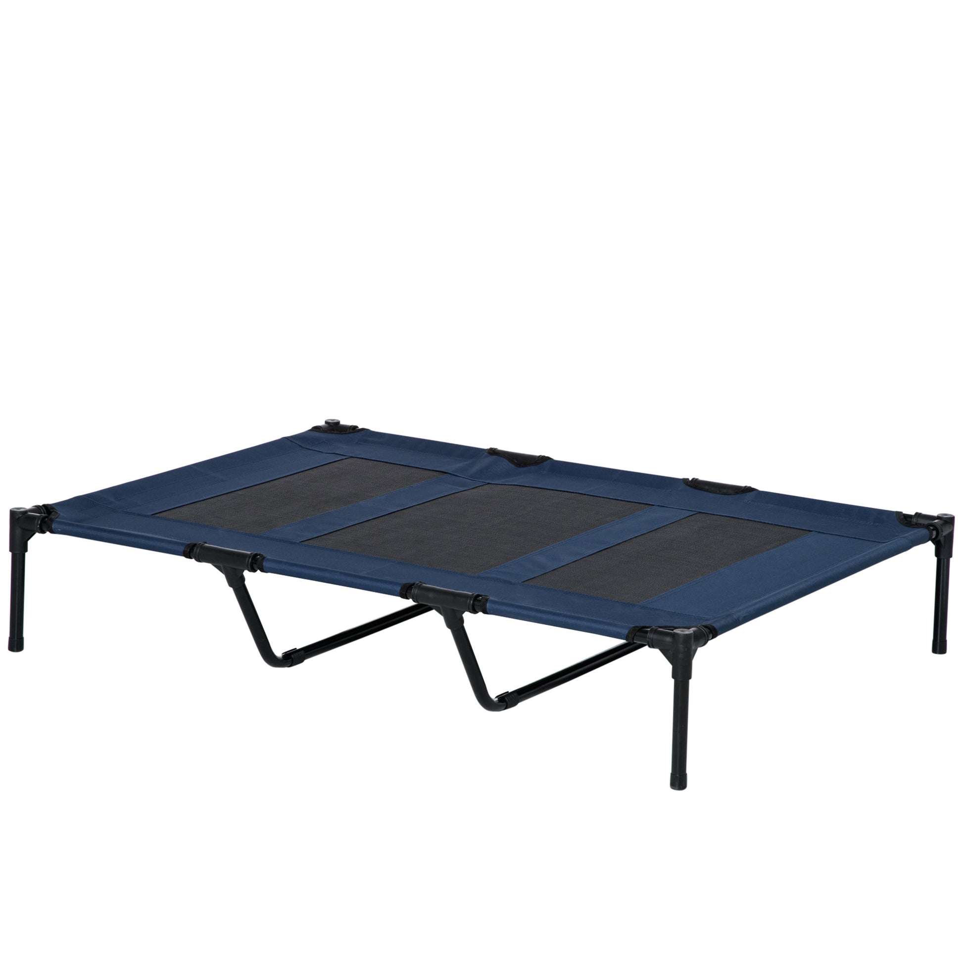 Pawhut 48" X 36"Elevated Dog Bed Portable Pet Cot, Raised Pet Bed W Carry Bag Metal Framemesh Indoor And Outdoor Dark Blue Dark Blue Metal