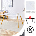 Modern Minimalist Dining Table. White Imitation Marble Pattern Sintered Stone Desktop With Golden Metal Legs.62