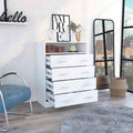 Four Drawer Dresser, Superior Top, One Open Shelf, White White Solid Wood Mdf Engineered Wood