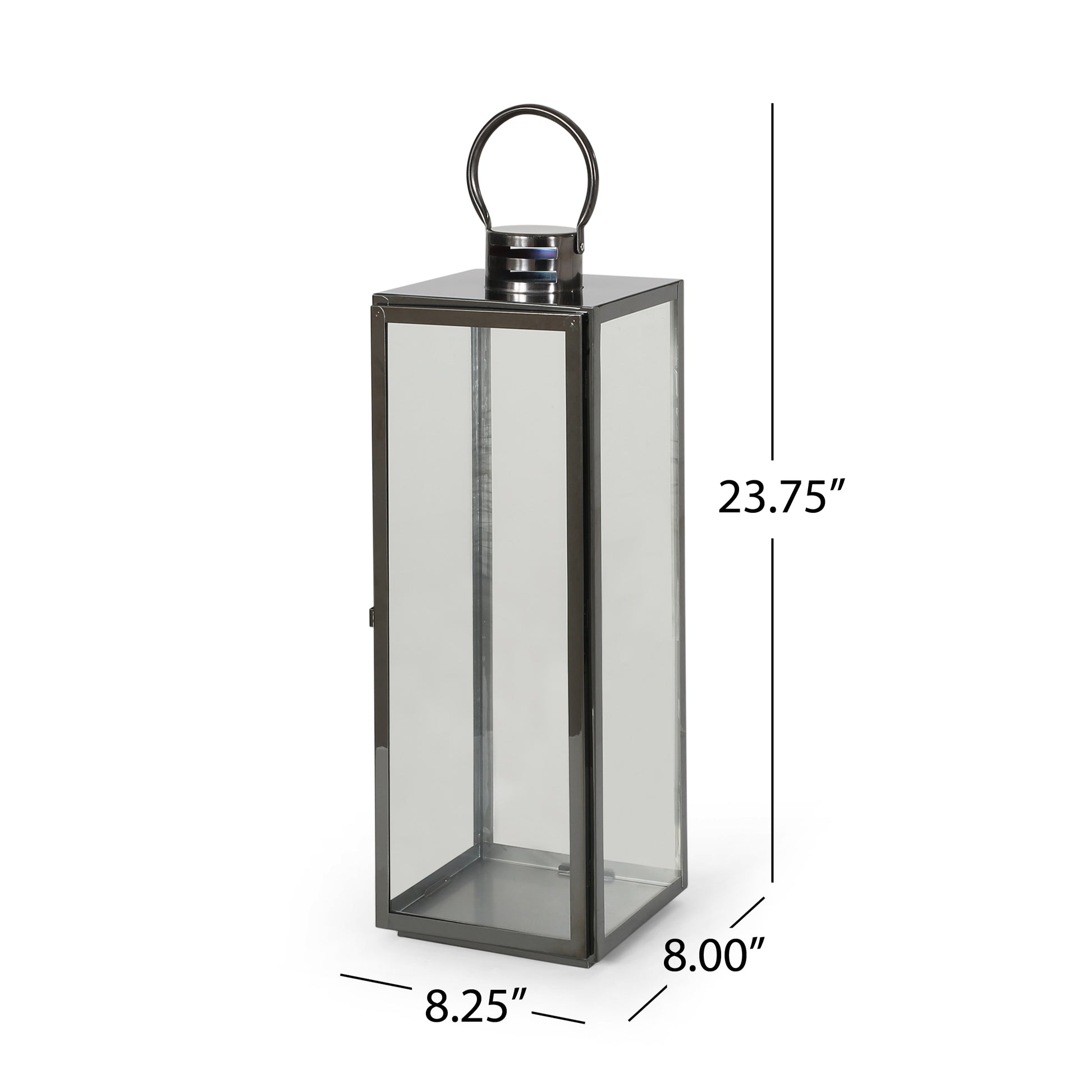 23.75'' H Stainless Steel Tabletop Lantern Black Stainless Steel