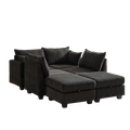 113.5'' Modular Sectiona Corduroy Sofa, Sectional Couches For Living Room U Shaped Sectional Couch With Storage Ottoman, 6 Seats Convertible Sectionals With Chaise Black Corduroy 6 Seat
