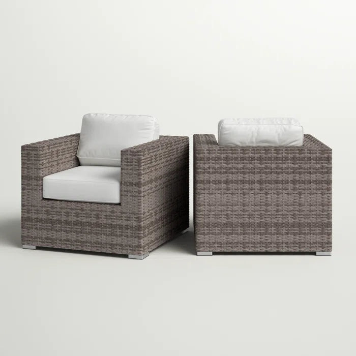 Grade Club Fully Assembled Patio Chair With Sunbrella Cushions Stylish And Durable Outdoor Seating For Ultimate Comfort Grey Mix,White Wicker