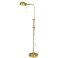 58 Inch Metal Floor Lamp, Adjustable Height, Chain Switch, Antique Brass Antique Brass Metal