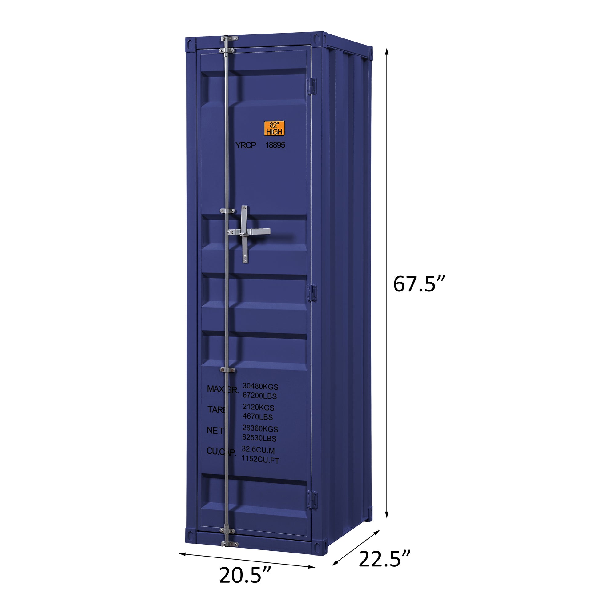 Blue Wardrobe With Full Length Container Lock Blue Bedroom Industrial Metal