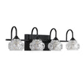 Retro 4 Light Bathroom Vanity Light Fixture Black Finish With Crystal Glass Shades, Wall Mounted Lighting For Bathroom, Powder Room, And Vanity Mirror No Bulbs Black Crystal Iron