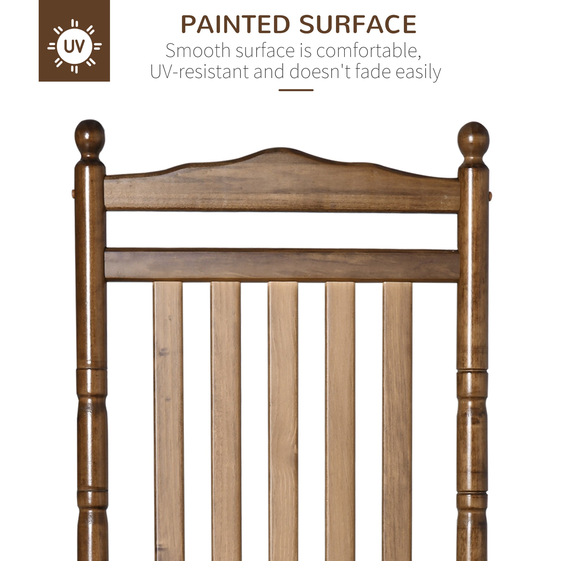 Outsunny Traditional Wooden High Back Rocking Chair For Porch, Indoor Outdoor, Brown Brown Wood