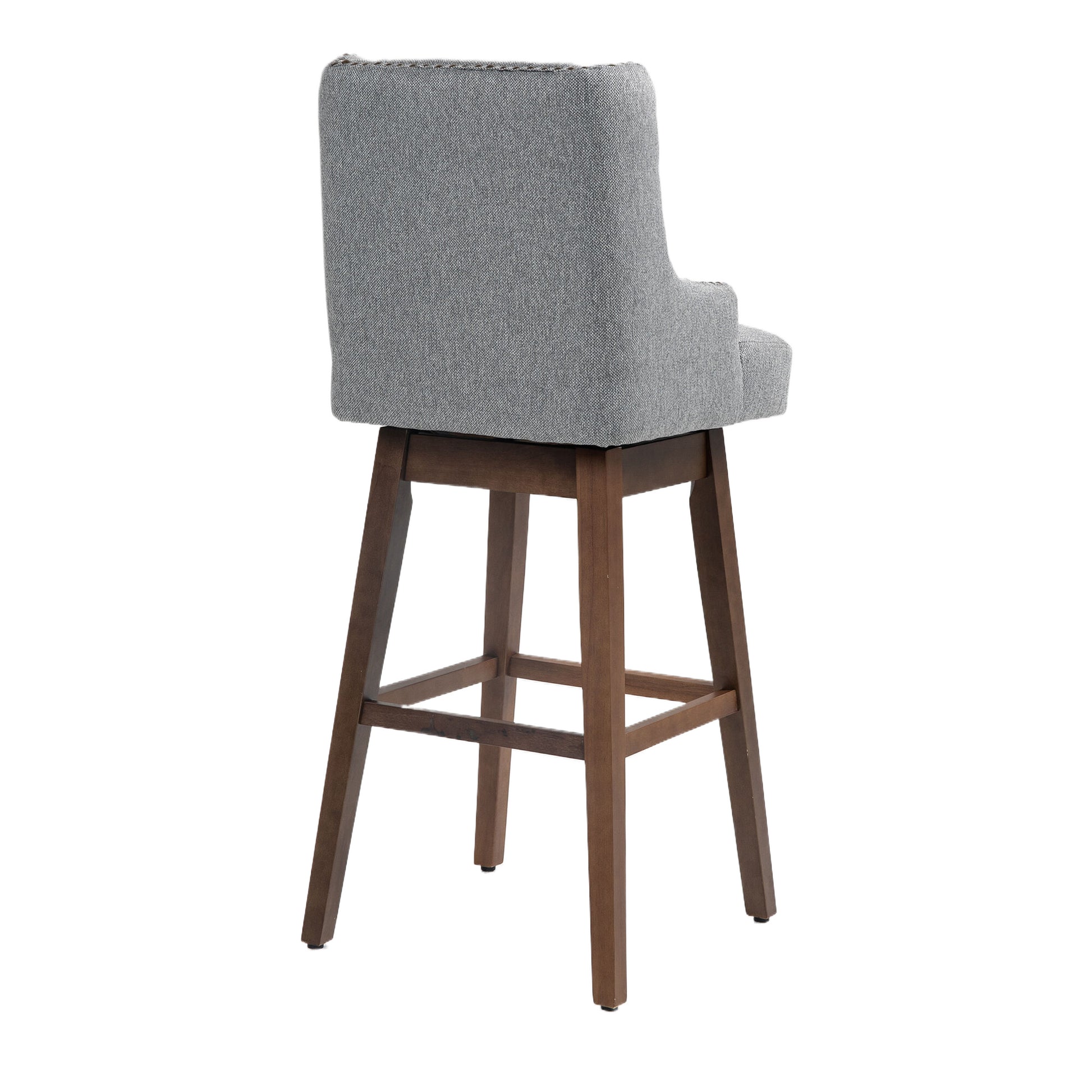 Coolmore Bar Stools Set Of 2 Counter Height Chairs With Footrest For Kitchen, Dining Room And 360 Degree Solid Wood Legs Swivel Bar Stools Set Of 2 Gray Linen Gray Foam Linen