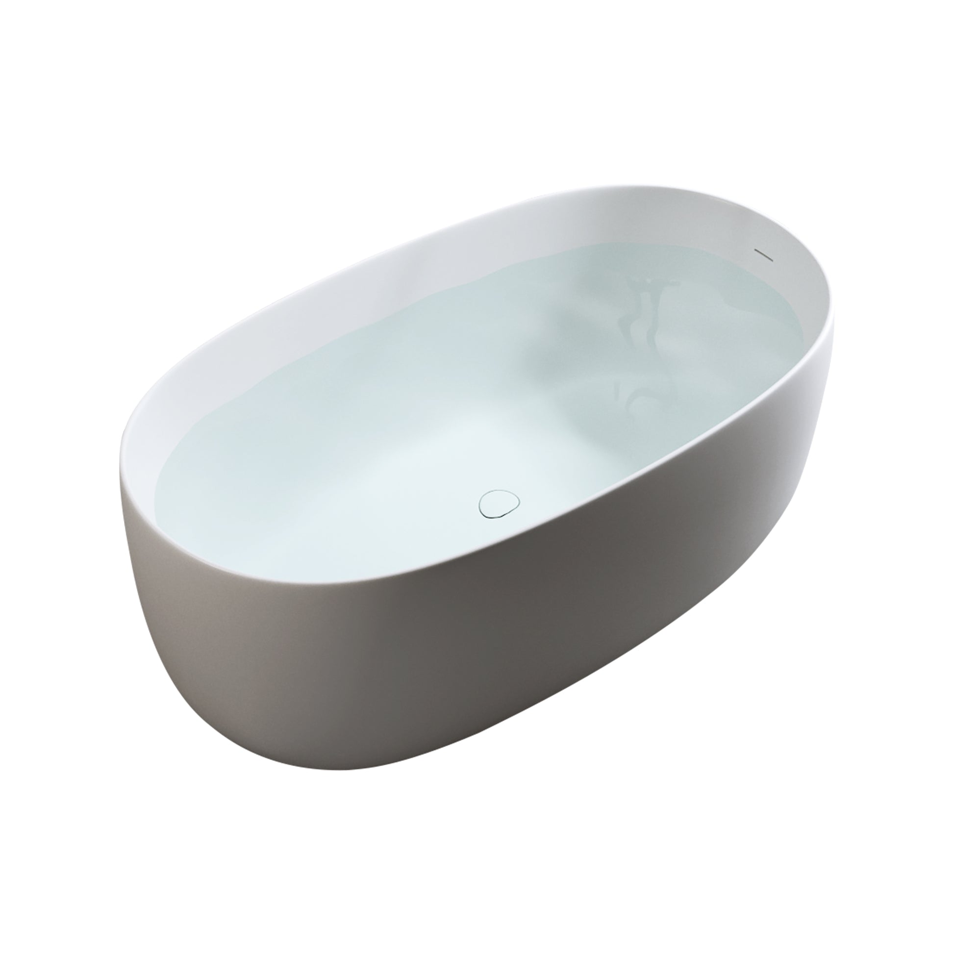 47'' Independent Solid Surface Resin Stone Bathtub, A Modern Designed Independent Bathtub With Pop Up Drainage And Overflowsuitable For Small Households Matte White Oval Bathroom Freestanding Tubs Matte Less Than 59 In Soaking Center Solid Surface