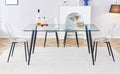 1 Table And 4 Chairs. Rectangular Table, Transparent Tempered Glass Tabletop, And Black Metal Table Legs. Paired With 4 Black Metal Leg Chairs. Dt 1544 Tw 1200 Transparent Seats 4 Glass Metal