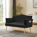 Black 2 Seater Sofa Black Wood Tufted Back Velvet 2 Seat