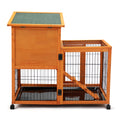 Detachable Rabbit Hutch With Removable Tray And Rolling Casters, Orange Orange Pine