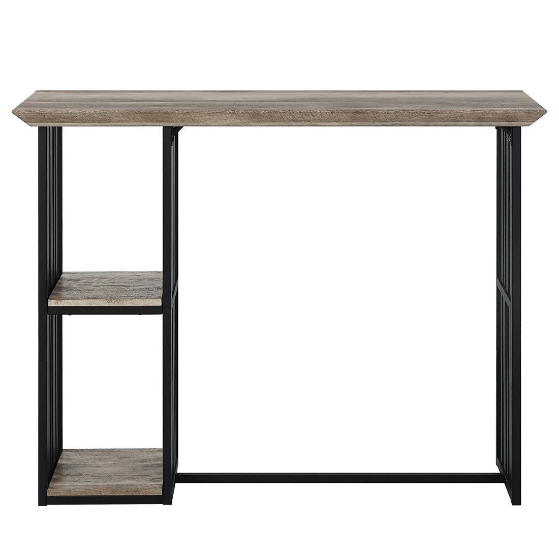 Oak And Sandy Black 2 Shelf Counter Height Table Oak Seats 4 Dining Room Industrial Rectangular Wood Metal Trestle